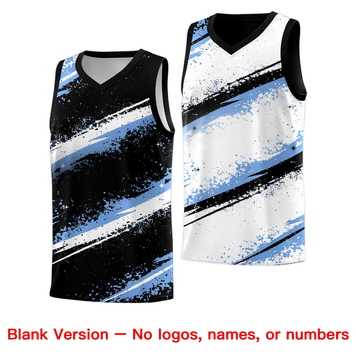 Custom Black Light Blue White Basketball Jersey Stellar Strike Series Splash Quick-Drying