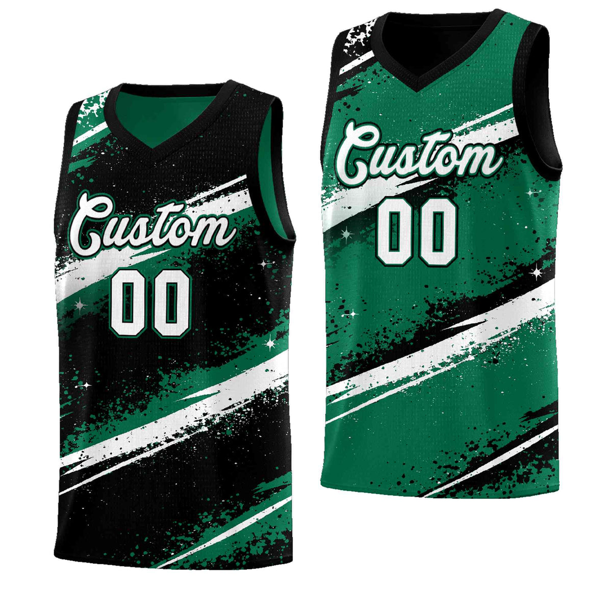 Custom Black Kelly Green White Basketball Jersey Stellar Strike Series Splash Lightweight