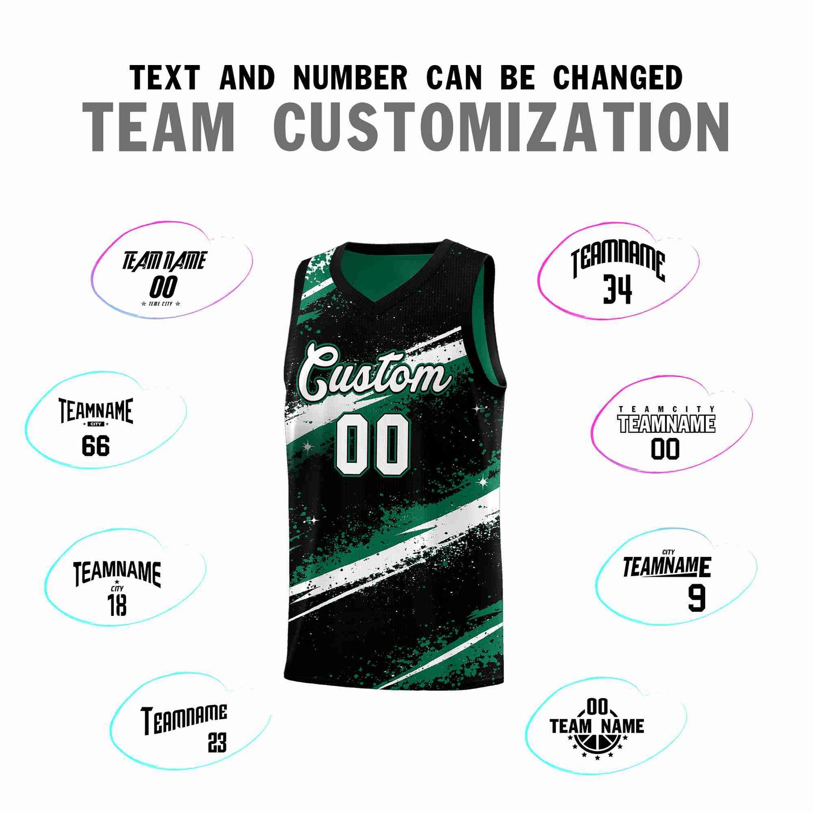Custom Black Kelly Green White Basketball Jersey Stellar Strike Series Splash Lightweight