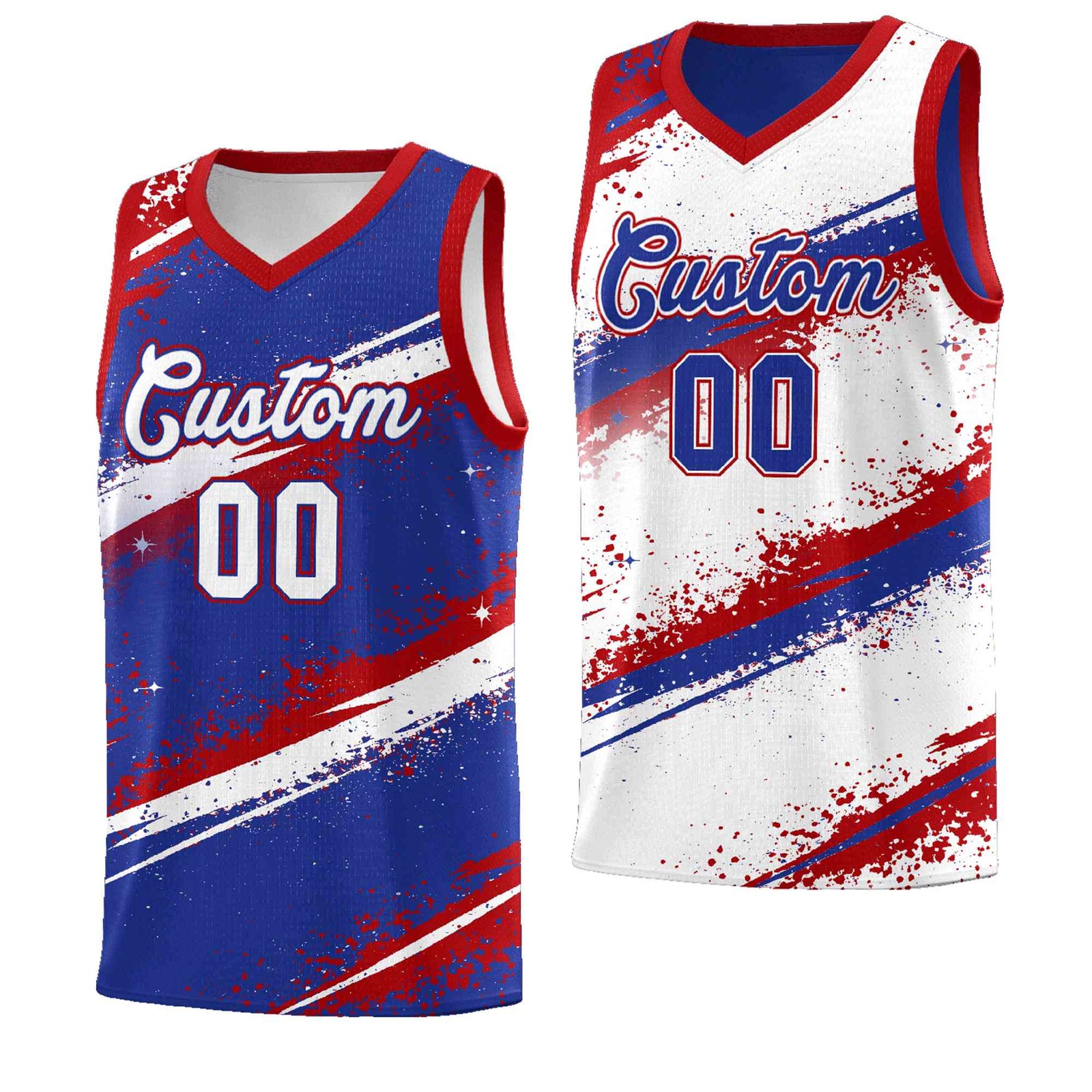 Custom Royal Blue Red White Basketball Jersey Stellar Strike Series Impact Quick-Drying
