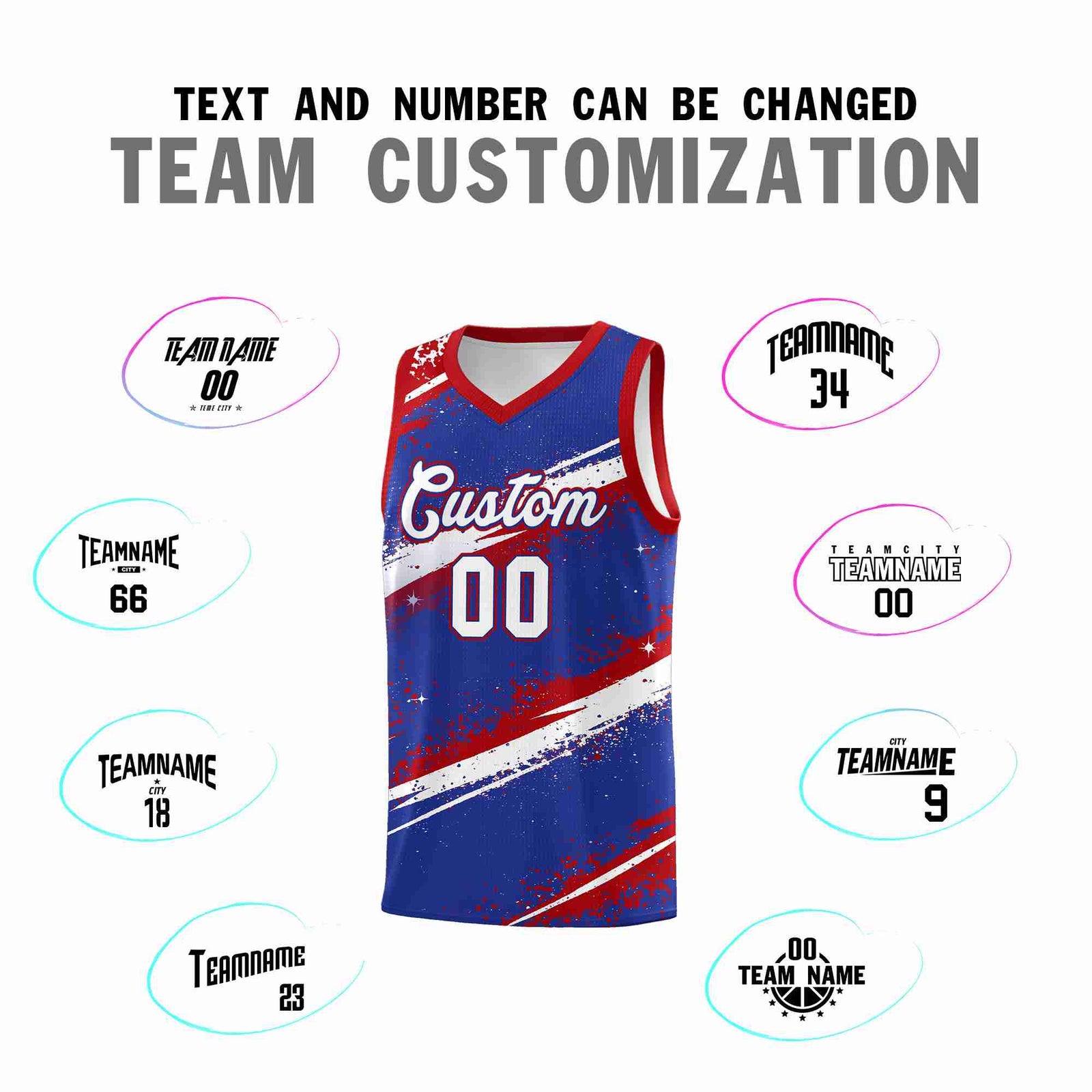 Custom Royal Blue Red White Basketball Jersey Stellar Strike Series Impact Quick-Drying