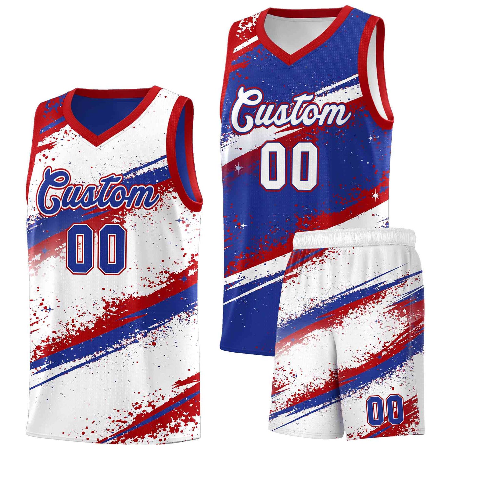 Custom Royal Blue Red White Basketball Jersey Stellar Strike Series Impact Quick-Drying