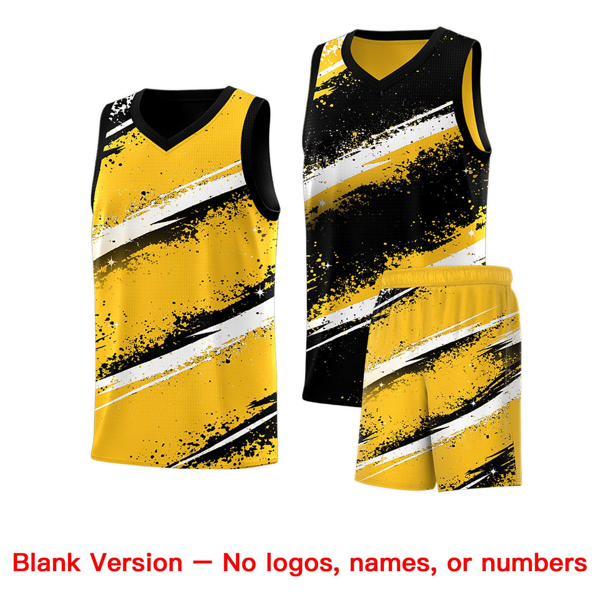 Custom Black Yellow White Basketball Jersey Stellar Strike Series Splash Wrinkle-Resistant