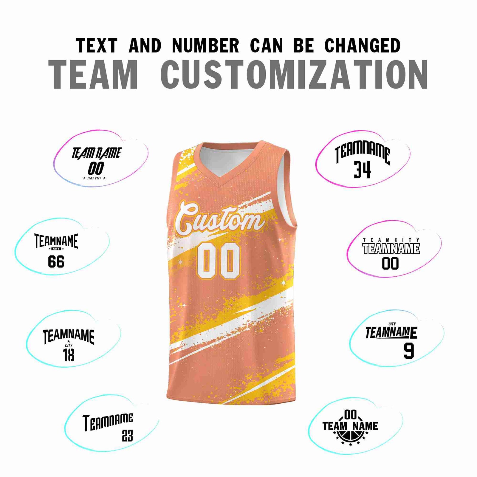 Custom Light Orange Yellow White Basketball Jersey Stellar Strike Series Stellar Wrinkle-Resistant