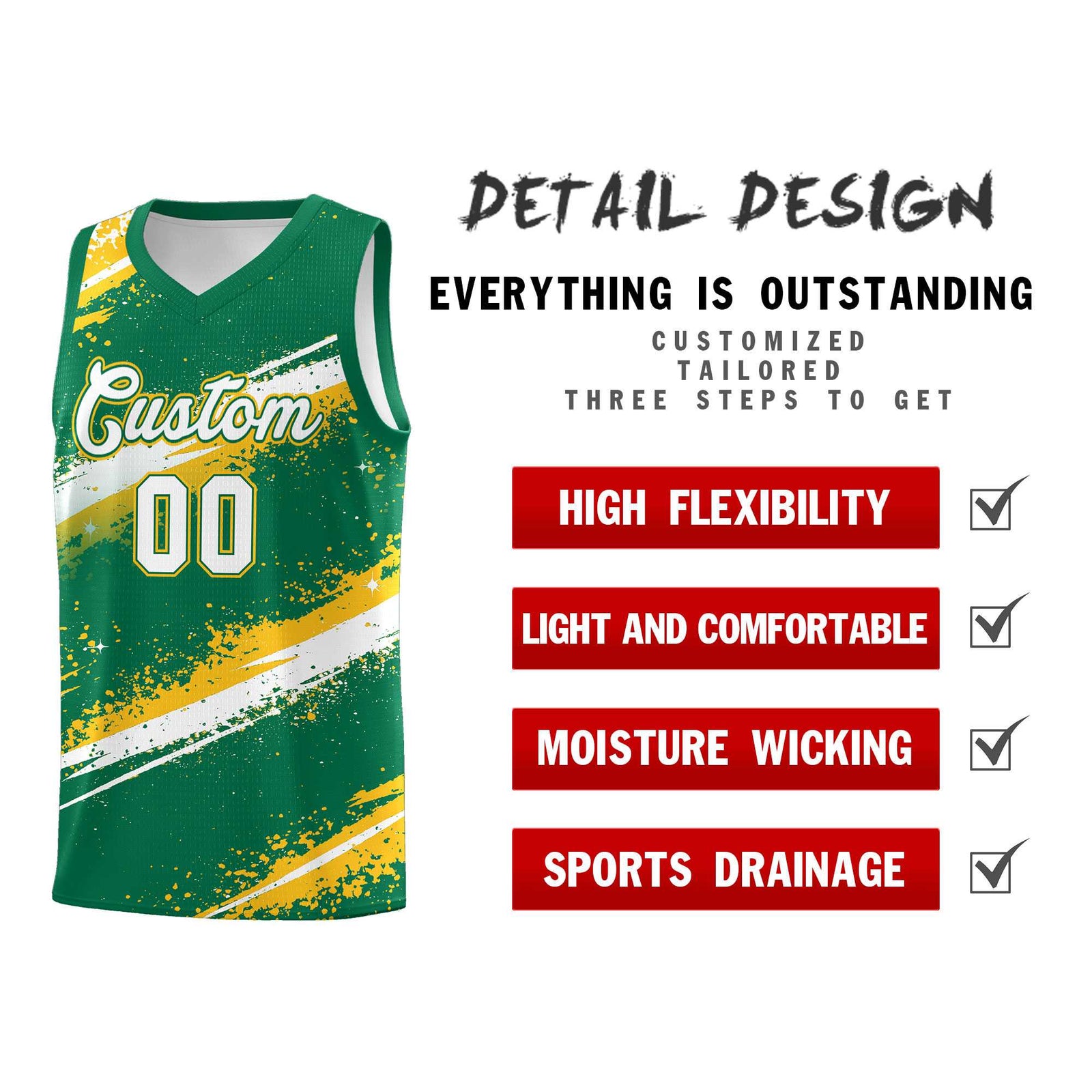 Custom Kelly Green Yellow White Basketball Jersey Stellar Strike Series Reversible Sublimation Printing