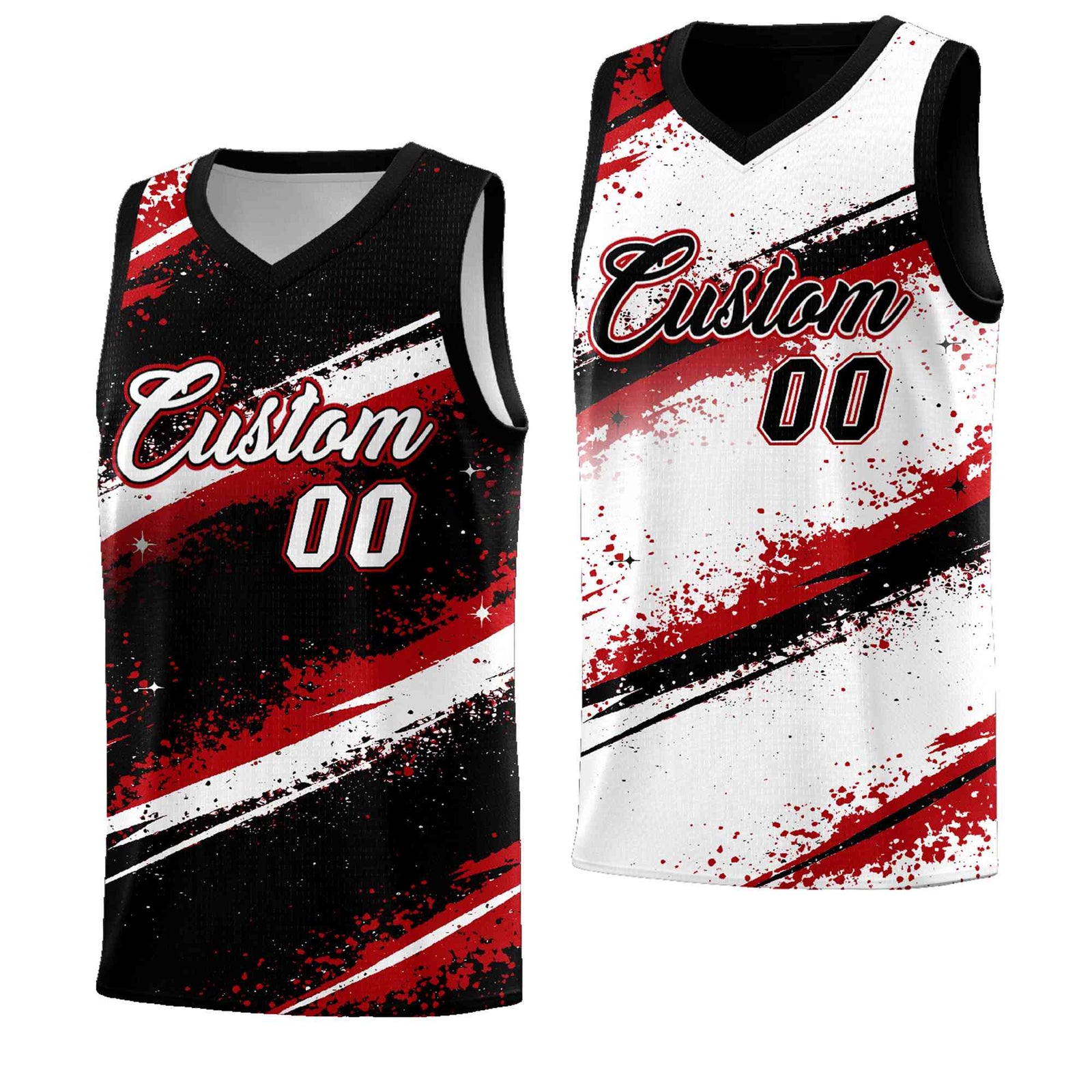 Custom Black Red White Basketball Jersey Stellar Strike Series Stellar Breathable