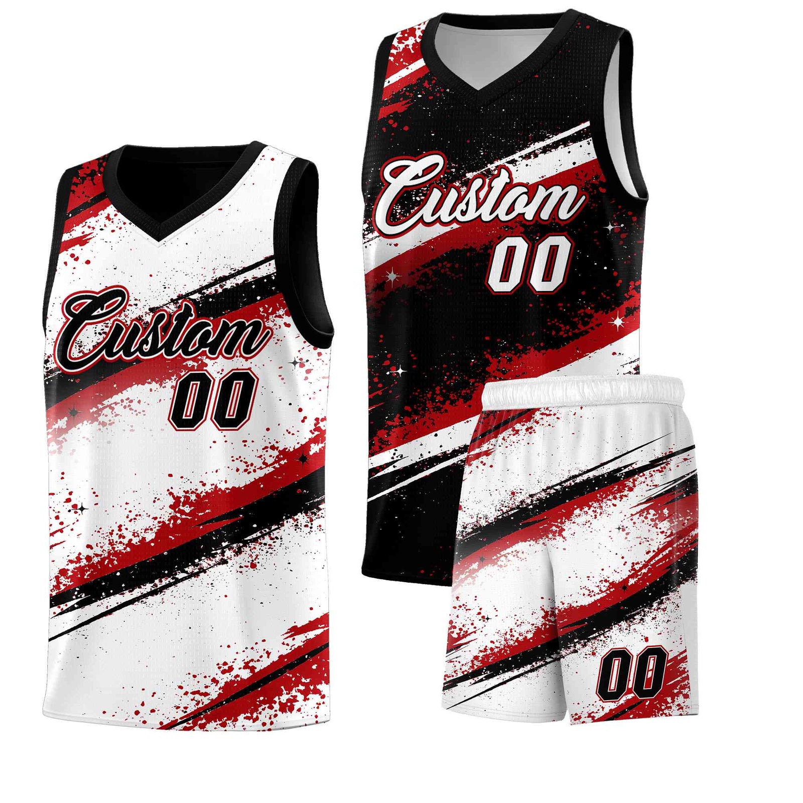 Custom Black Red White Basketball Jersey Stellar Strike Series Stellar Breathable