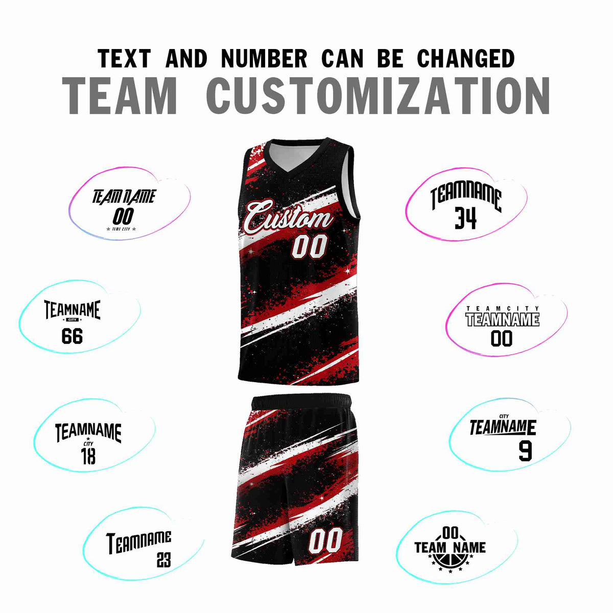 Custom Black Red White Basketball Jersey Stellar Strike Series Stellar Breathable