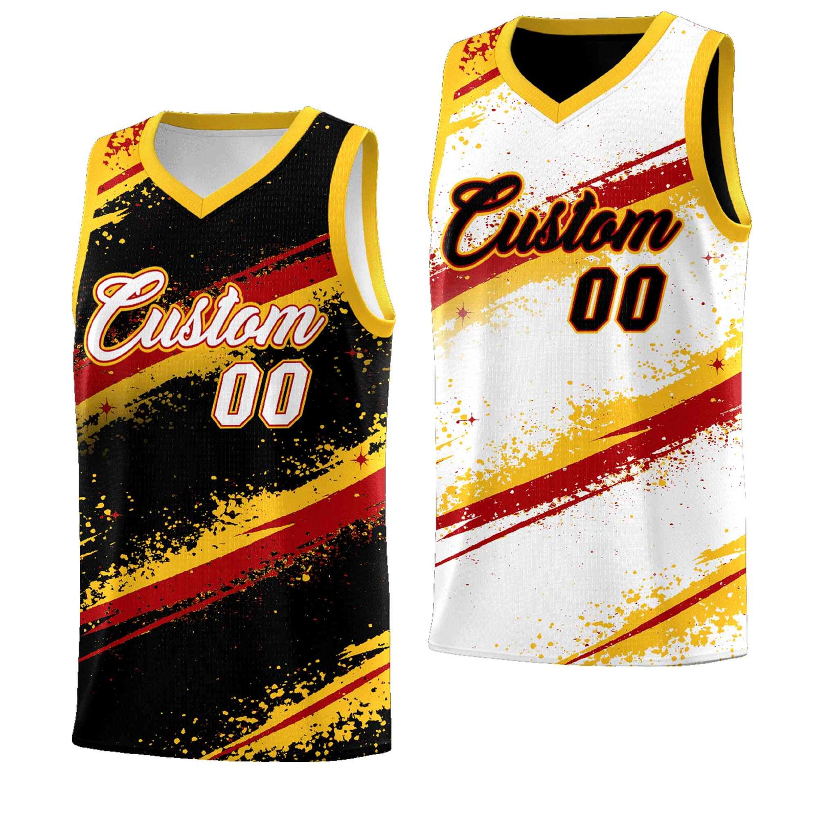 Custom Black Yellow Red Basketball Jersey Stellar Strike Series Dynamic Wrinkle-Resistant