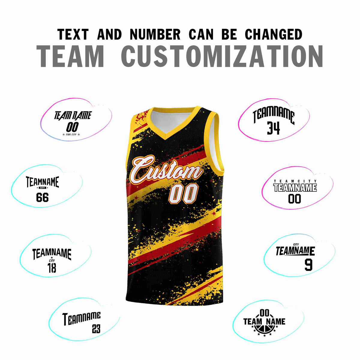 Custom Black Yellow Red Basketball Jersey Stellar Strike Series Dynamic Wrinkle-Resistant