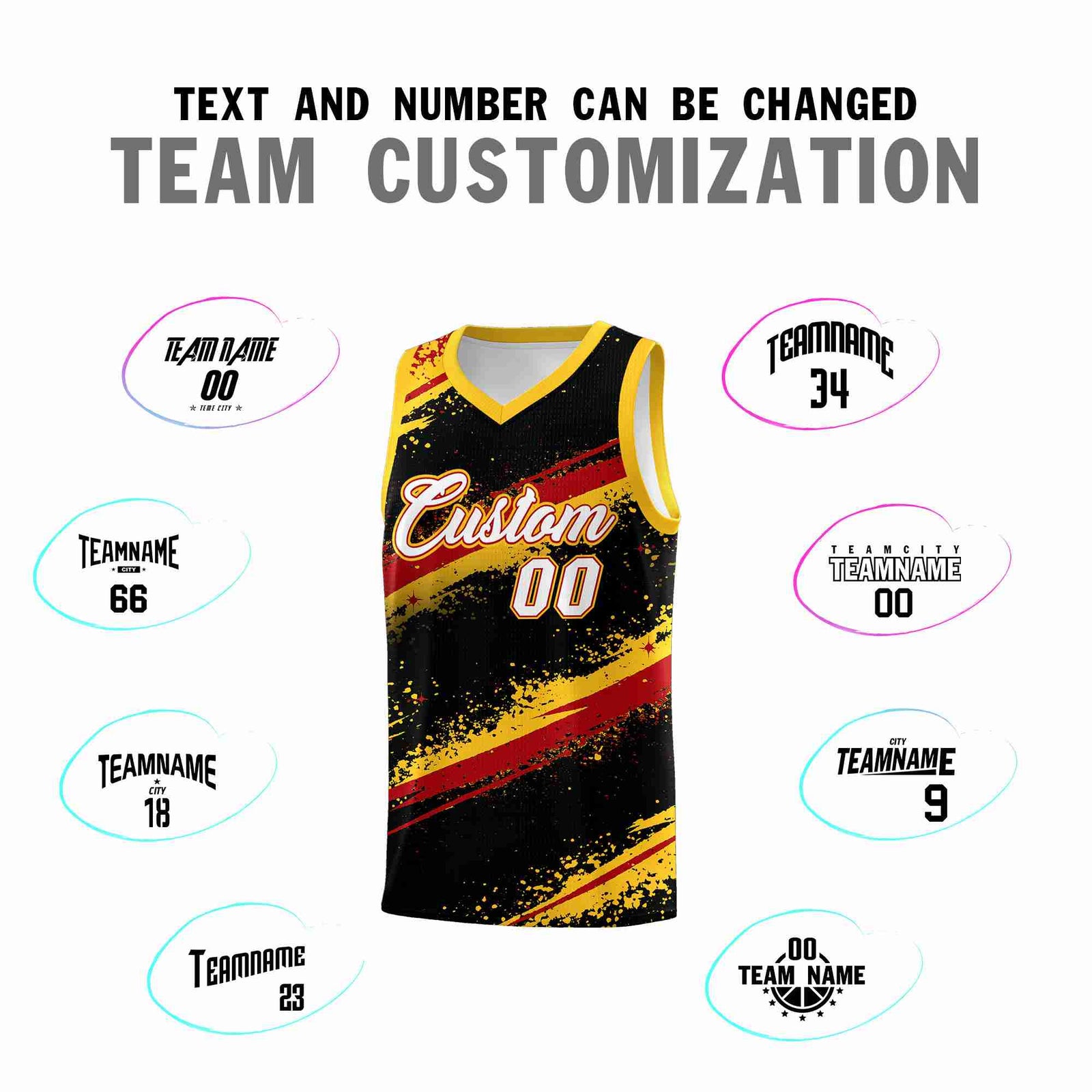Custom Black Yellow Red Basketball Jersey Stellar Strike Series Dynamic Wrinkle-Resistant