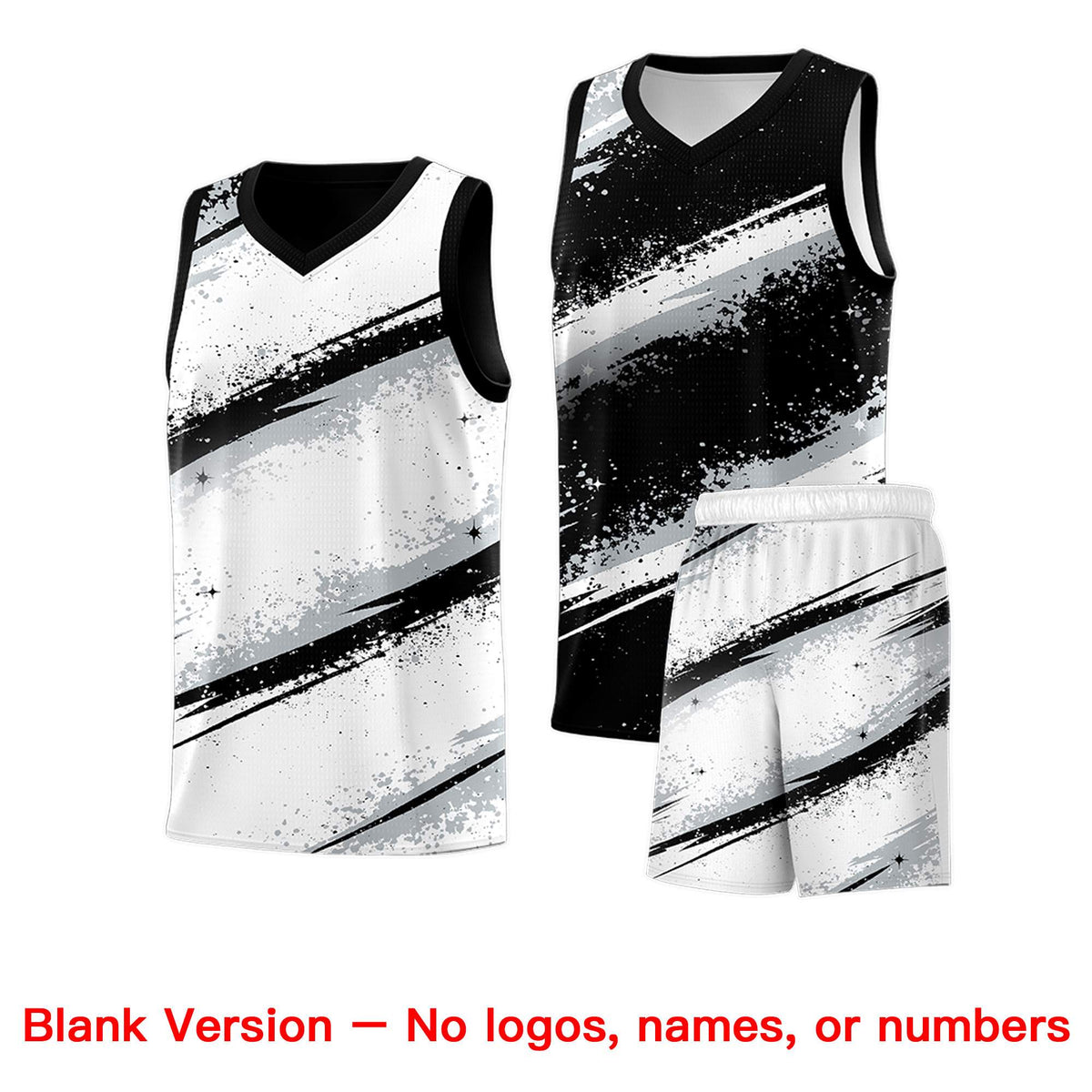 Custom Black Silver White Basketball Jersey Stellar Strike Series Stellar Quick-Drying