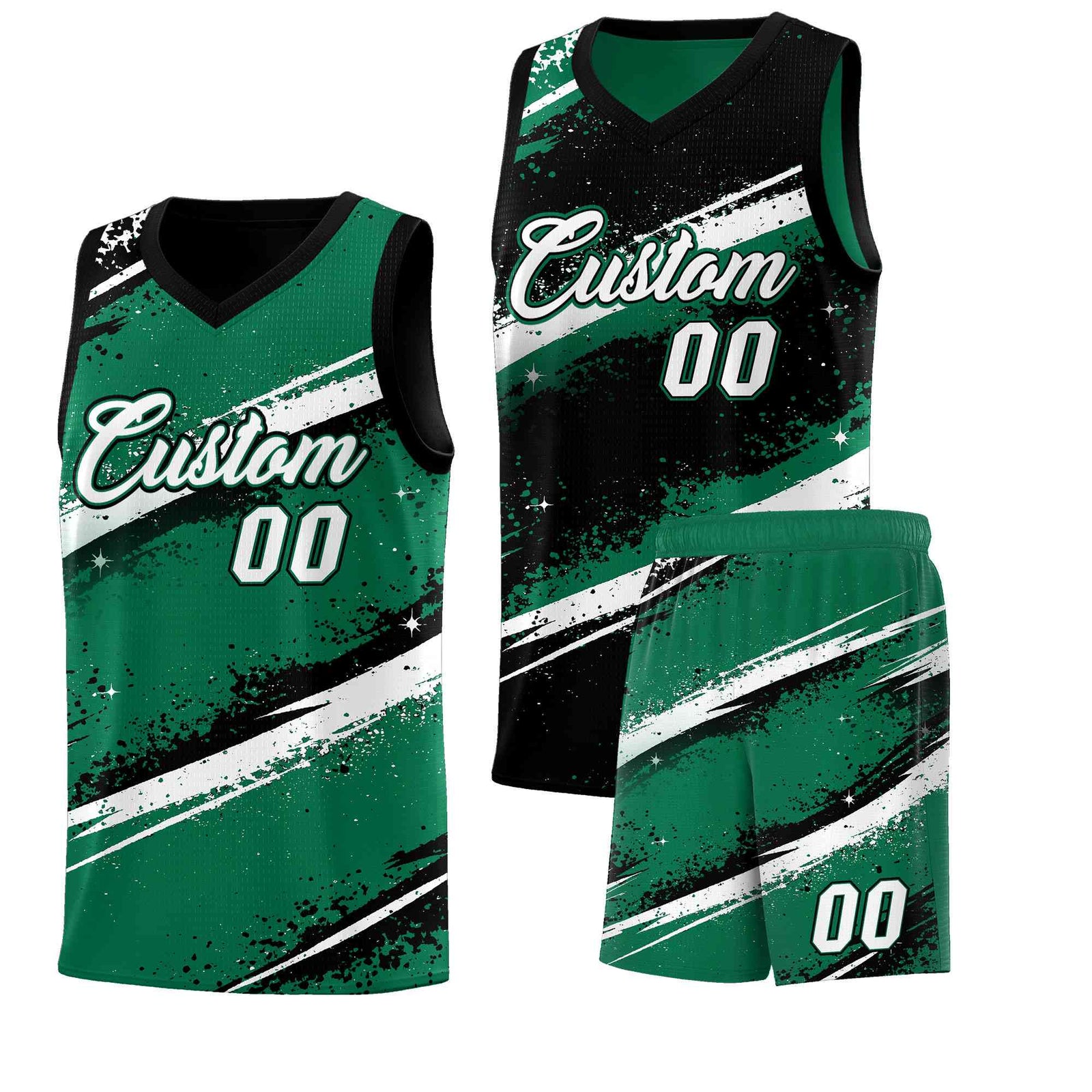 Custom Black Kelly Green White Basketball Jersey Stellar Strike Series Splash Lightweight
