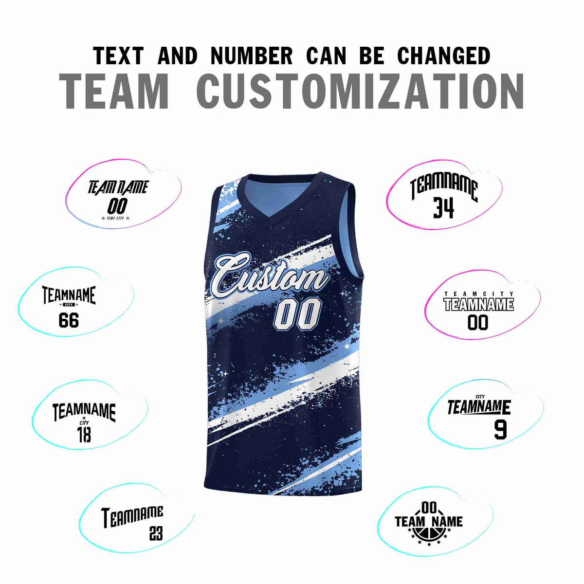 Custom Navy Light Blue White Basketball Jersey Stellar Strike Series Dynamic Drapable