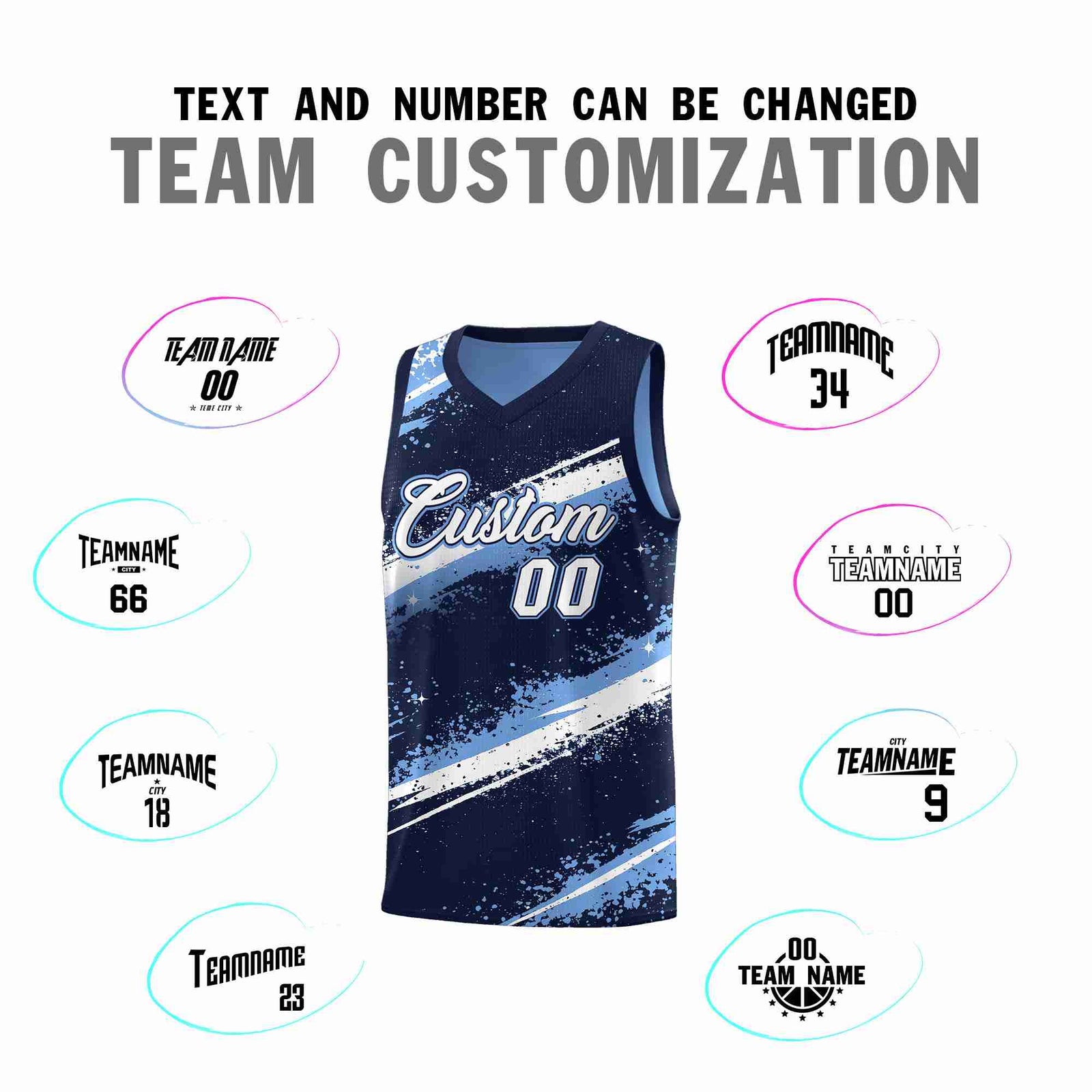 Custom Navy Light Blue White Basketball Jersey Stellar Strike Series Dynamic Drapable