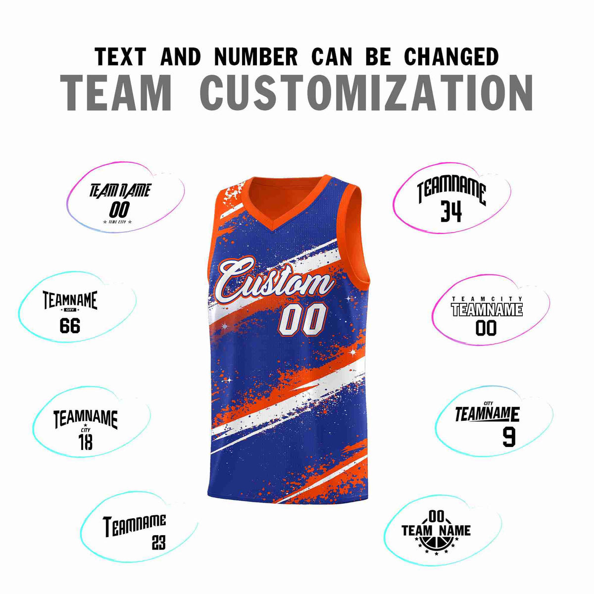 Custom Royal Blue Orange White Basketball Jersey Stellar Strike Series Cosmic Breathable