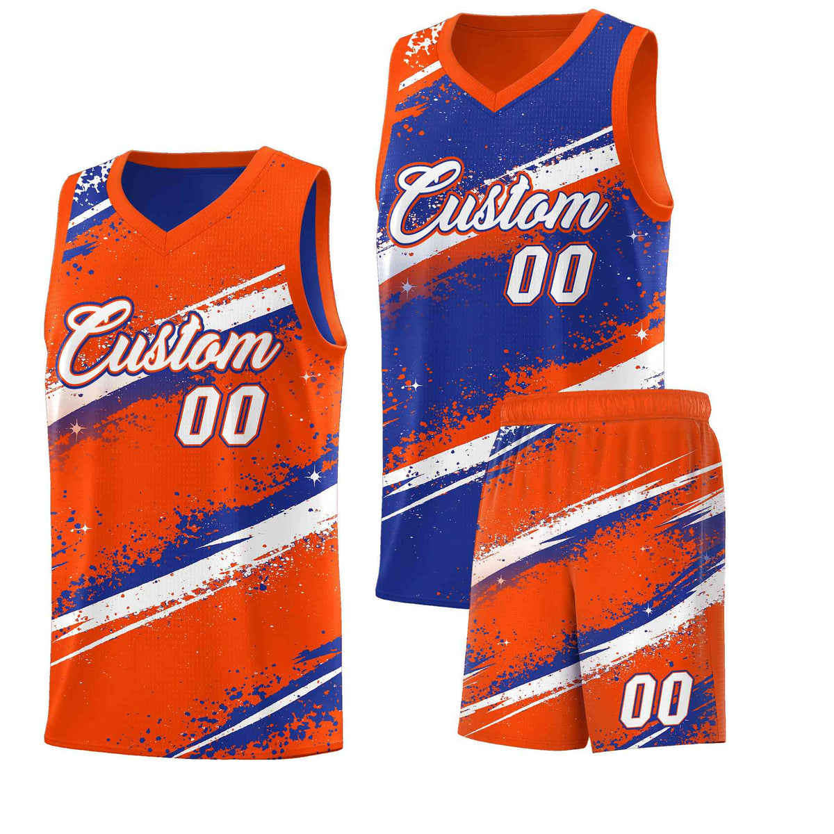 Custom Royal Blue Orange White Basketball Jersey Stellar Strike Series Cosmic Breathable