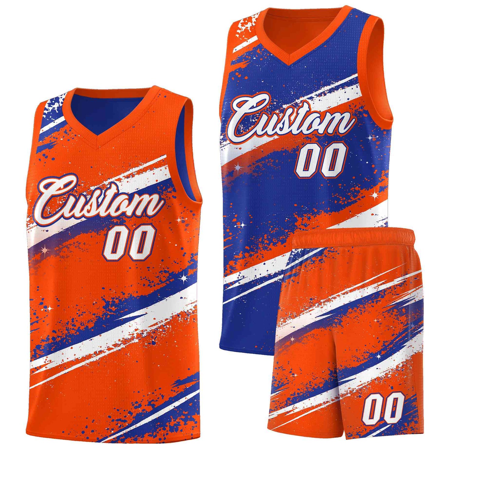 Custom Royal Blue Orange White Basketball Jersey Stellar Strike Series Cosmic Breathable