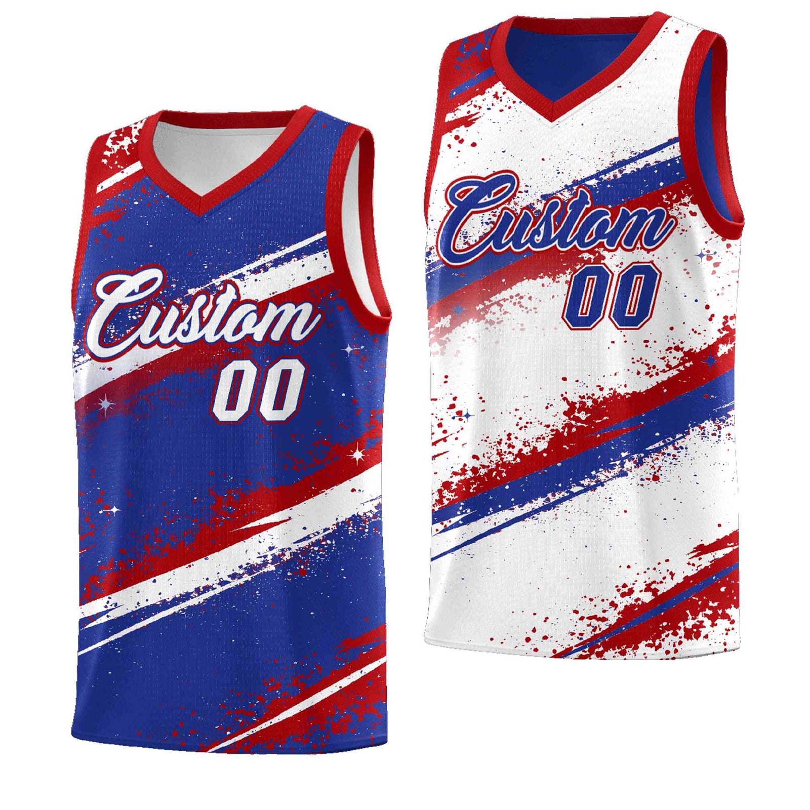 Custom Royal Blue Red White Basketball Jersey Stellar Strike Series Impact Quick-Drying