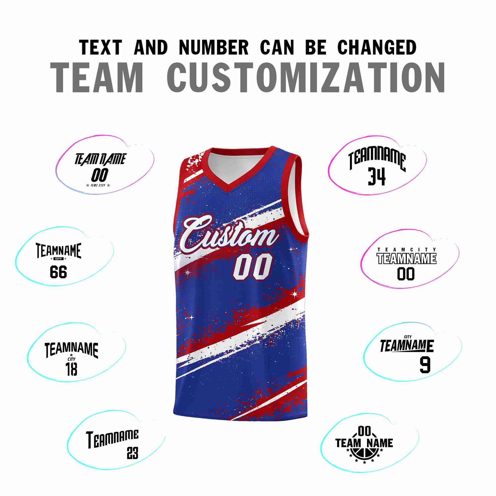 Custom Royal Blue Red White Basketball Jersey Stellar Strike Series Impact Quick-Drying