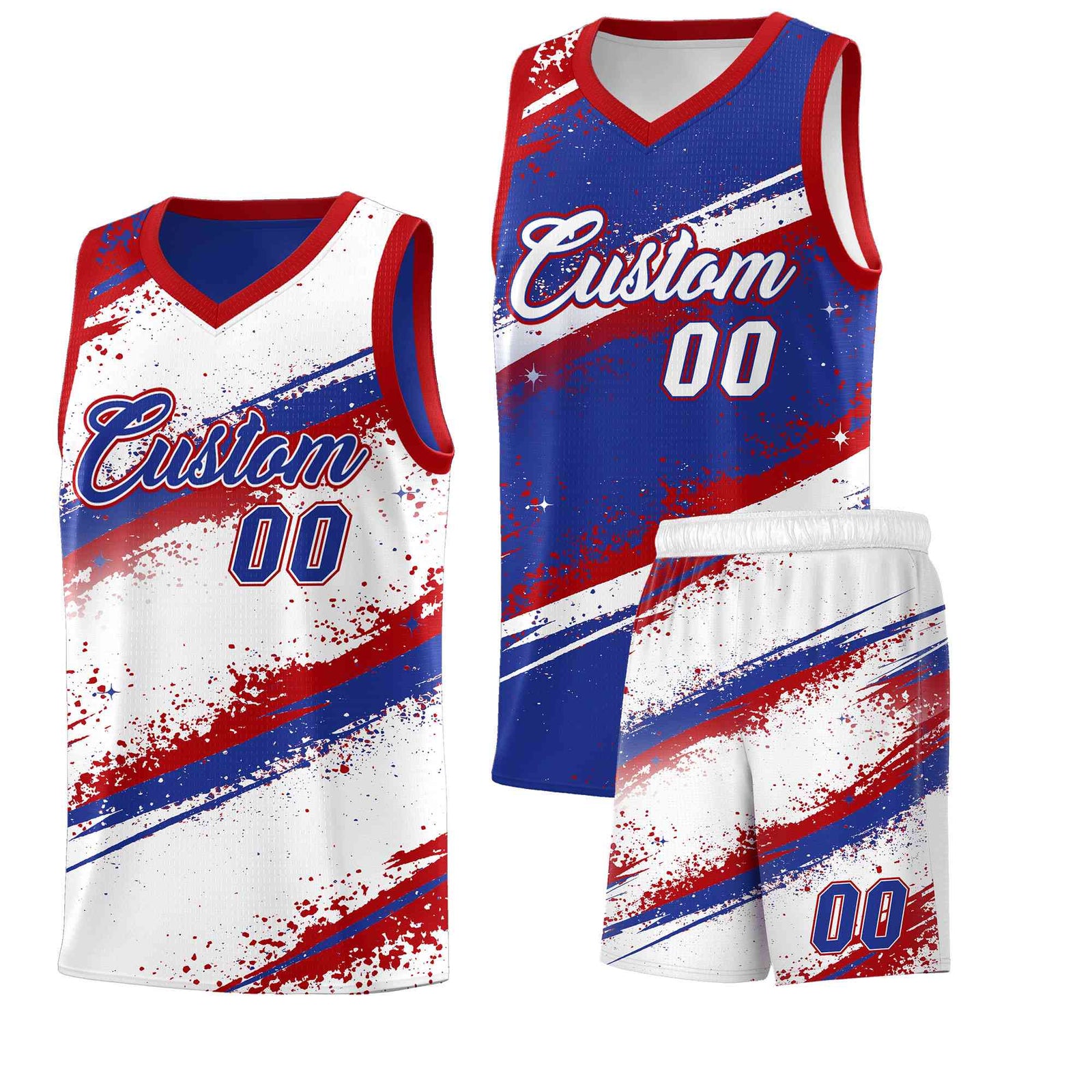 Custom Royal Blue Red White Basketball Jersey Stellar Strike Series Impact Quick-Drying