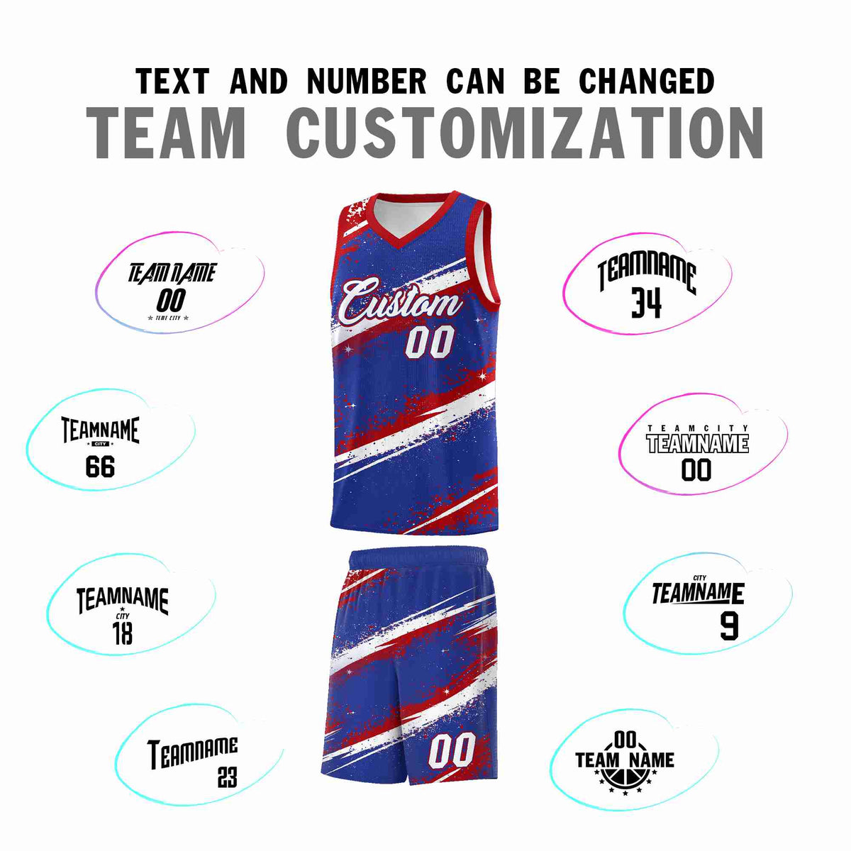 Custom Royal Blue Red White Basketball Jersey Stellar Strike Series Impact Quick-Drying