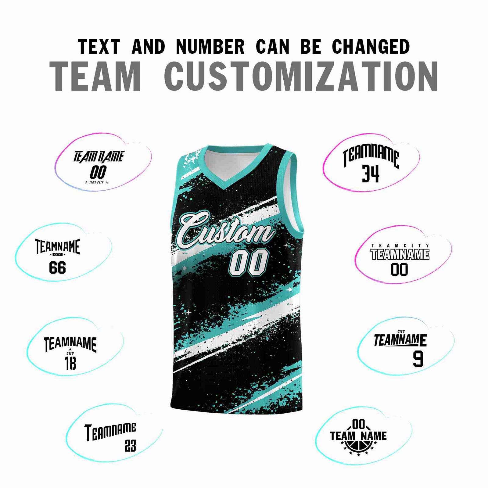 Custom Black Teal-04 White Basketball Jersey Stellar Strike Series Stellar Lightweight