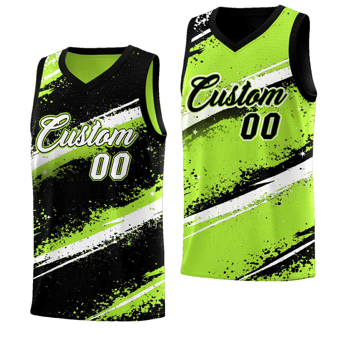 Custom Black Green White Basketball Jersey Stellar Strike Series Velocity Breathable