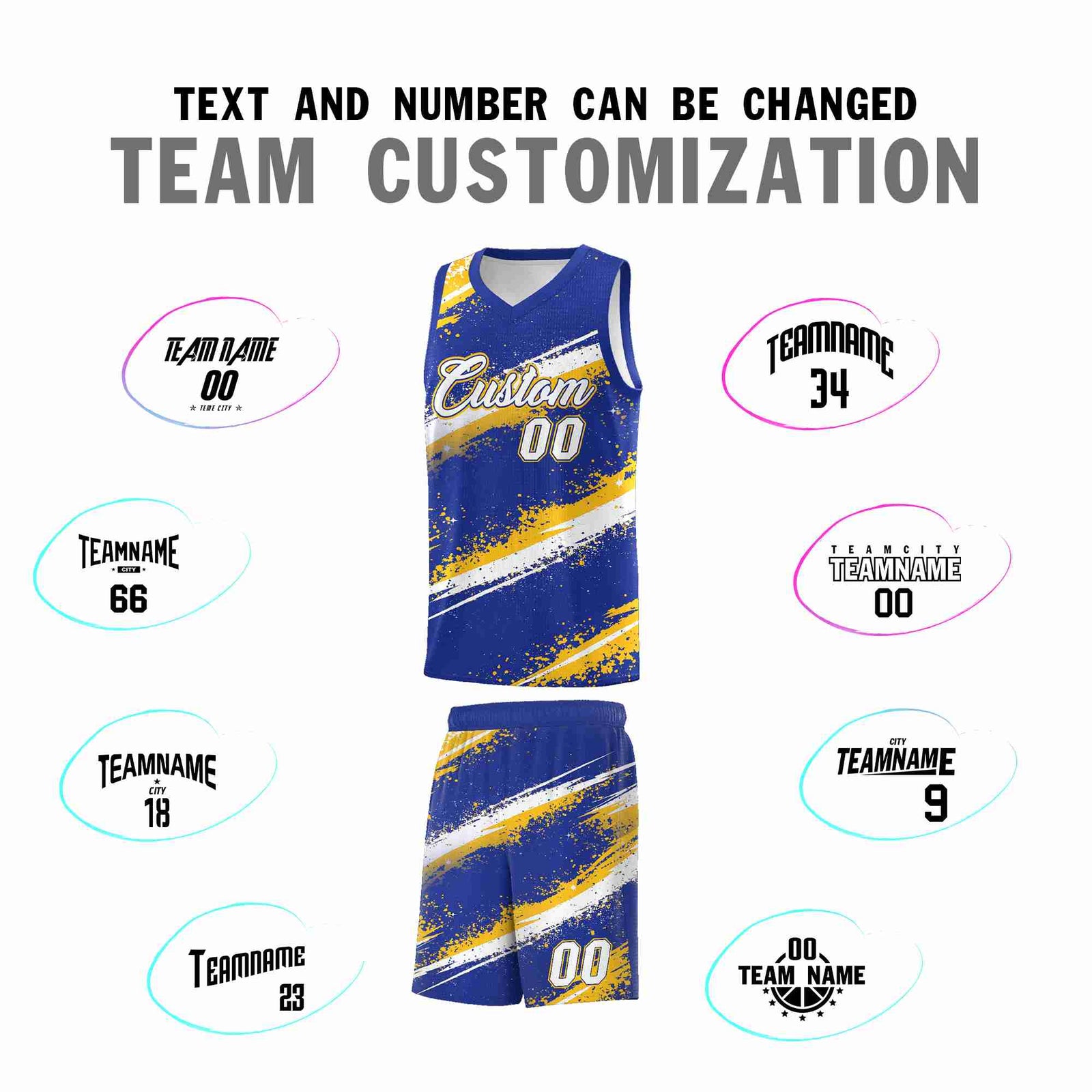 Custom Royal Blue Yellow White Basketball Jersey Stellar Strike Series Cosmic Quick-Drying