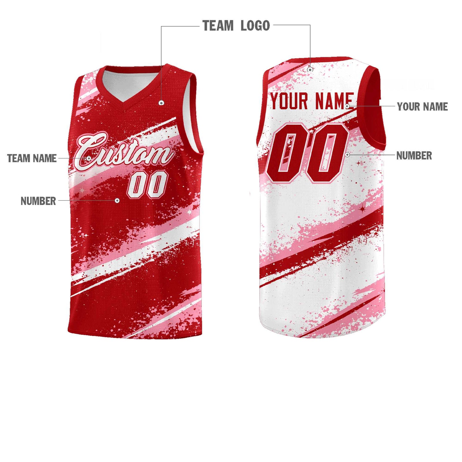 Custom Red Light Pink White Basketball Jersey Stellar Strike Series Impact Lightweight
