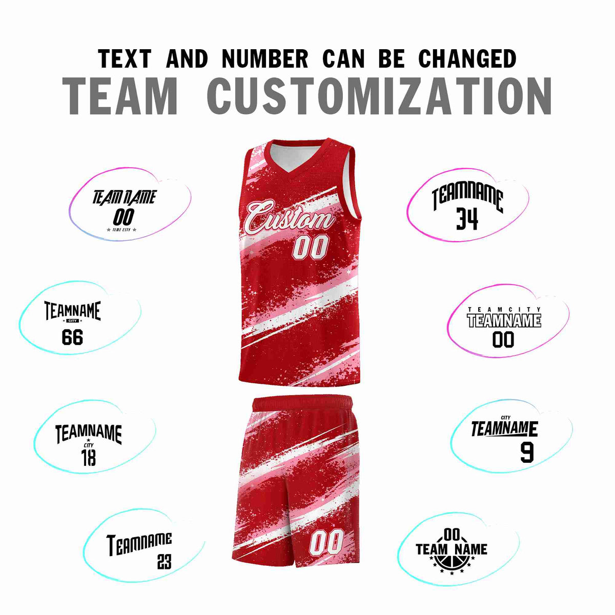 Custom Red Light Pink White Basketball Jersey Stellar Strike Series Impact Lightweight