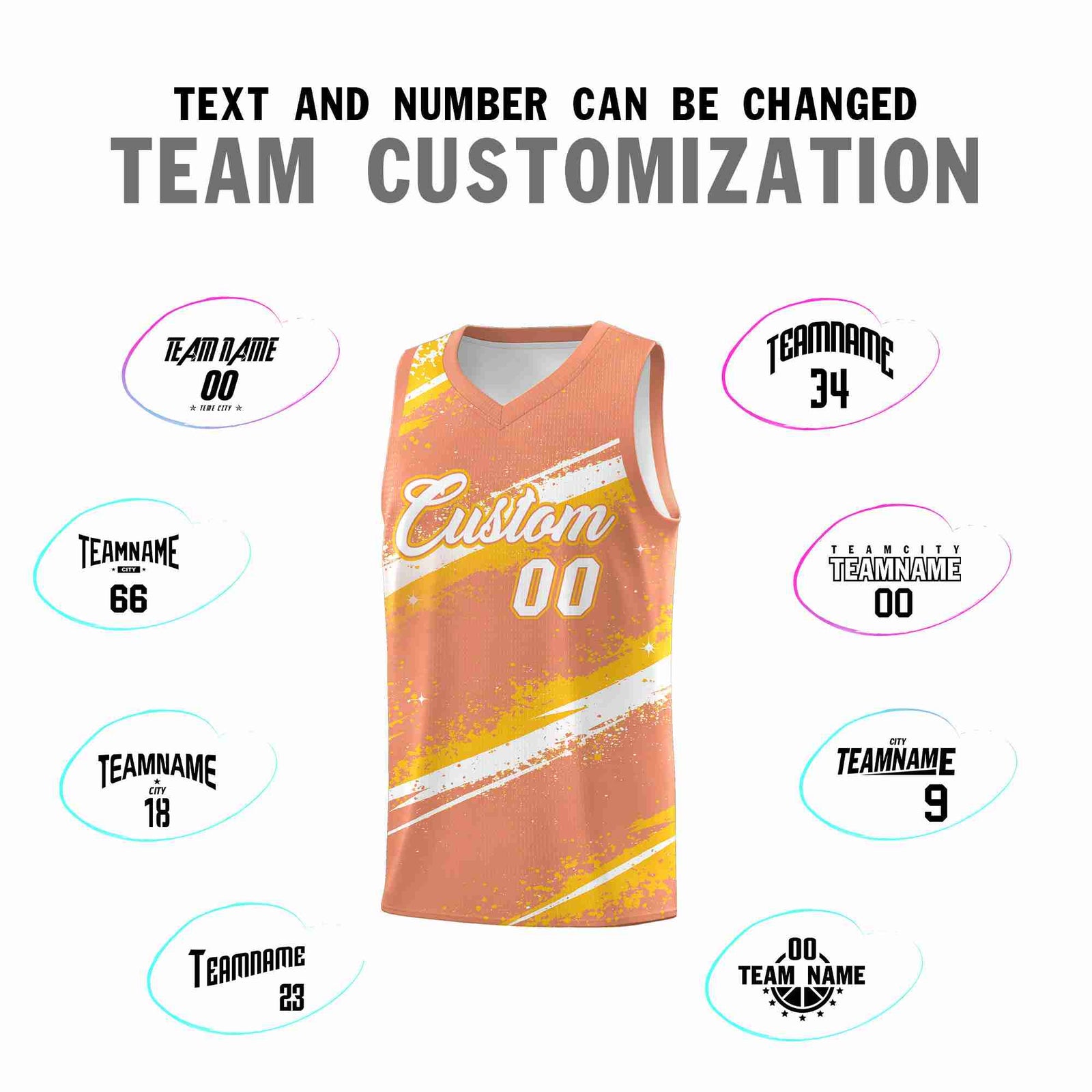 Custom Light Orange Yellow White Basketball Jersey Stellar Strike Series Stellar Wrinkle-Resistant