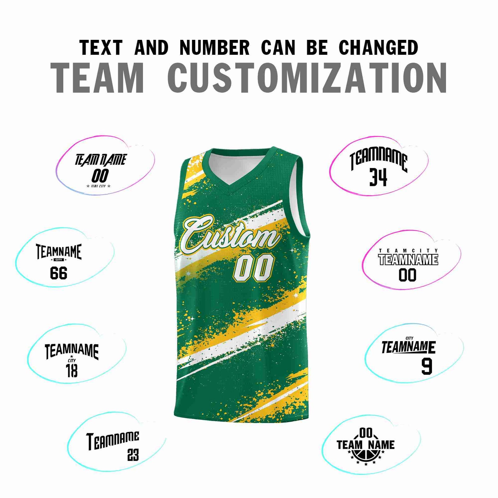 Custom Kelly Green Yellow White Basketball Jersey Stellar Strike Series Reversible Sublimation Printing