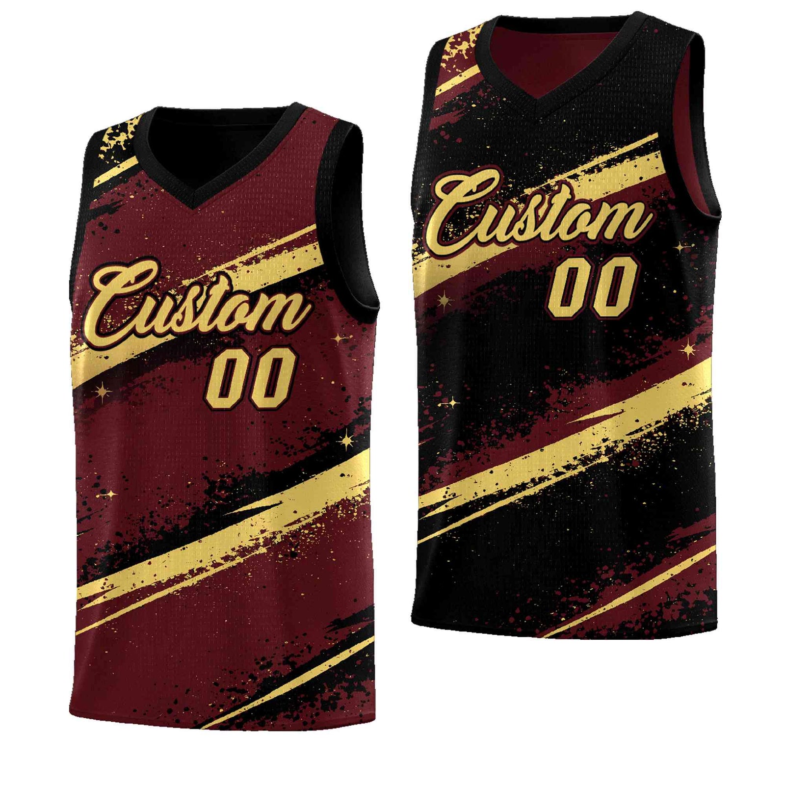 Custom Burgundy Black Khaki Basketball Jersey Stellar Strike Series Velocity Quick-Drying