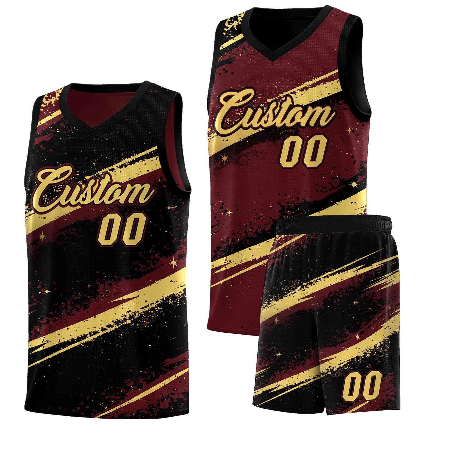 Custom Burgundy Black Khaki Basketball Jersey Stellar Strike Series Velocity Quick-Drying