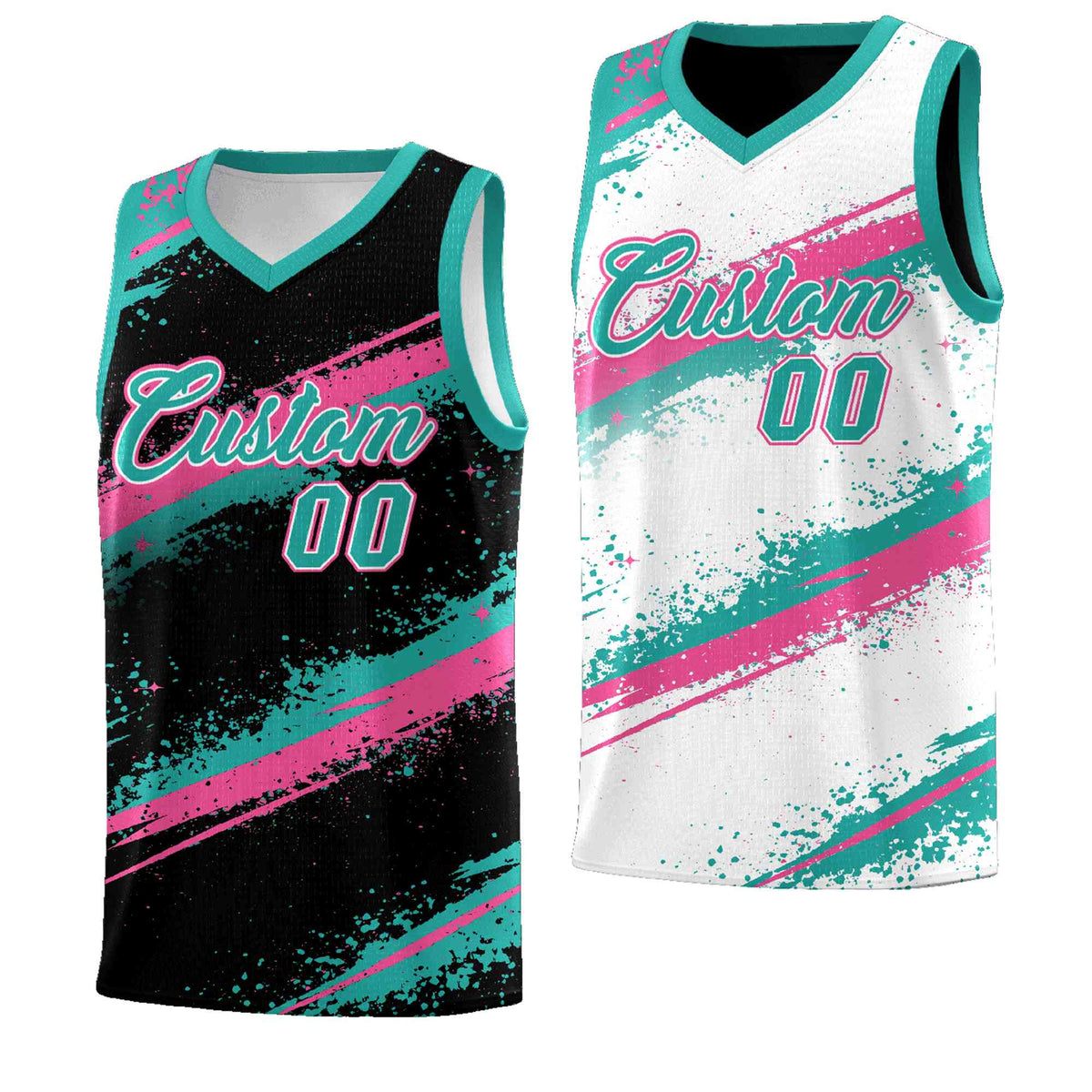 Custom Black Aqua Pink Basketball Jersey Stellar Strike Series Cosmic Lightweight