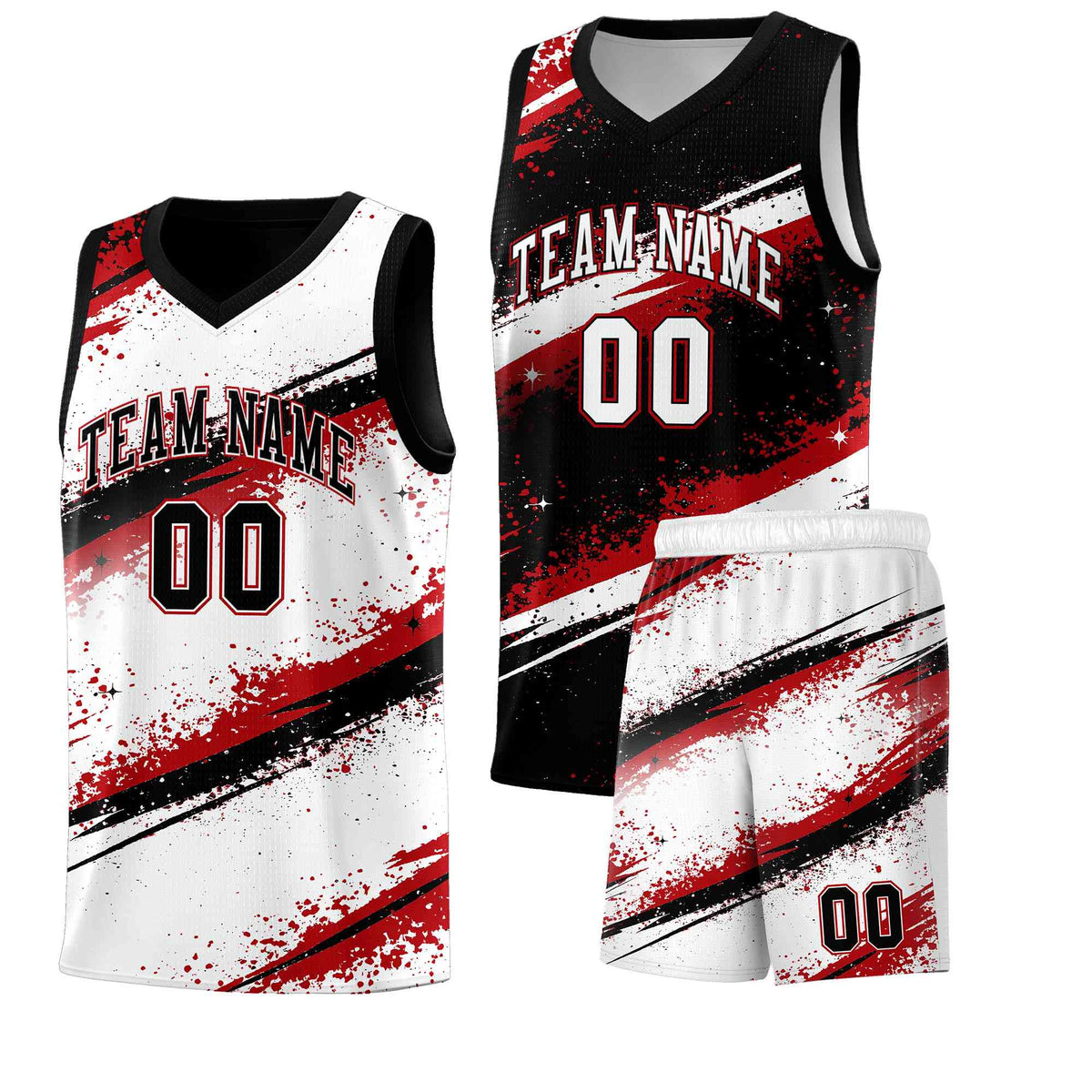 Custom Black Red White Basketball Jersey Stellar Strike Series Stellar Breathable