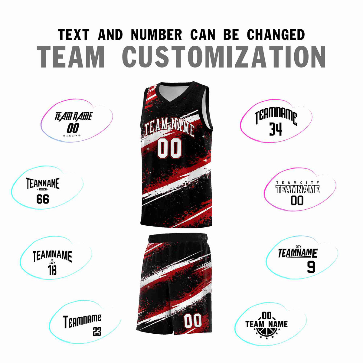 Custom Black Red White Basketball Jersey Stellar Strike Series Stellar Breathable