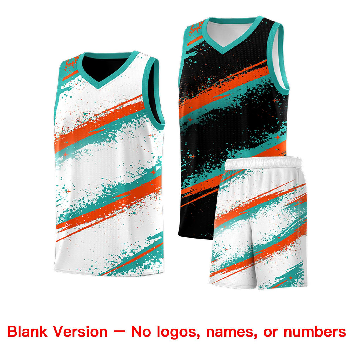 Custom Black Aqua Orange Basketball Jersey Stellar Strike Series Velocity Drapable