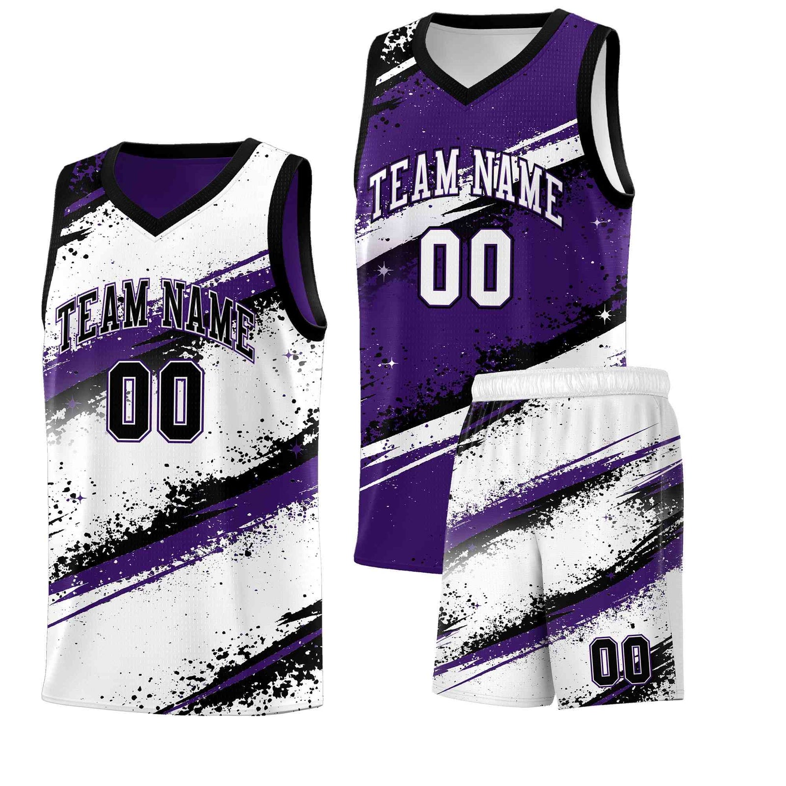 Custom Purple Black White Basketball Jersey Stellar Strike Series Impact Breathable