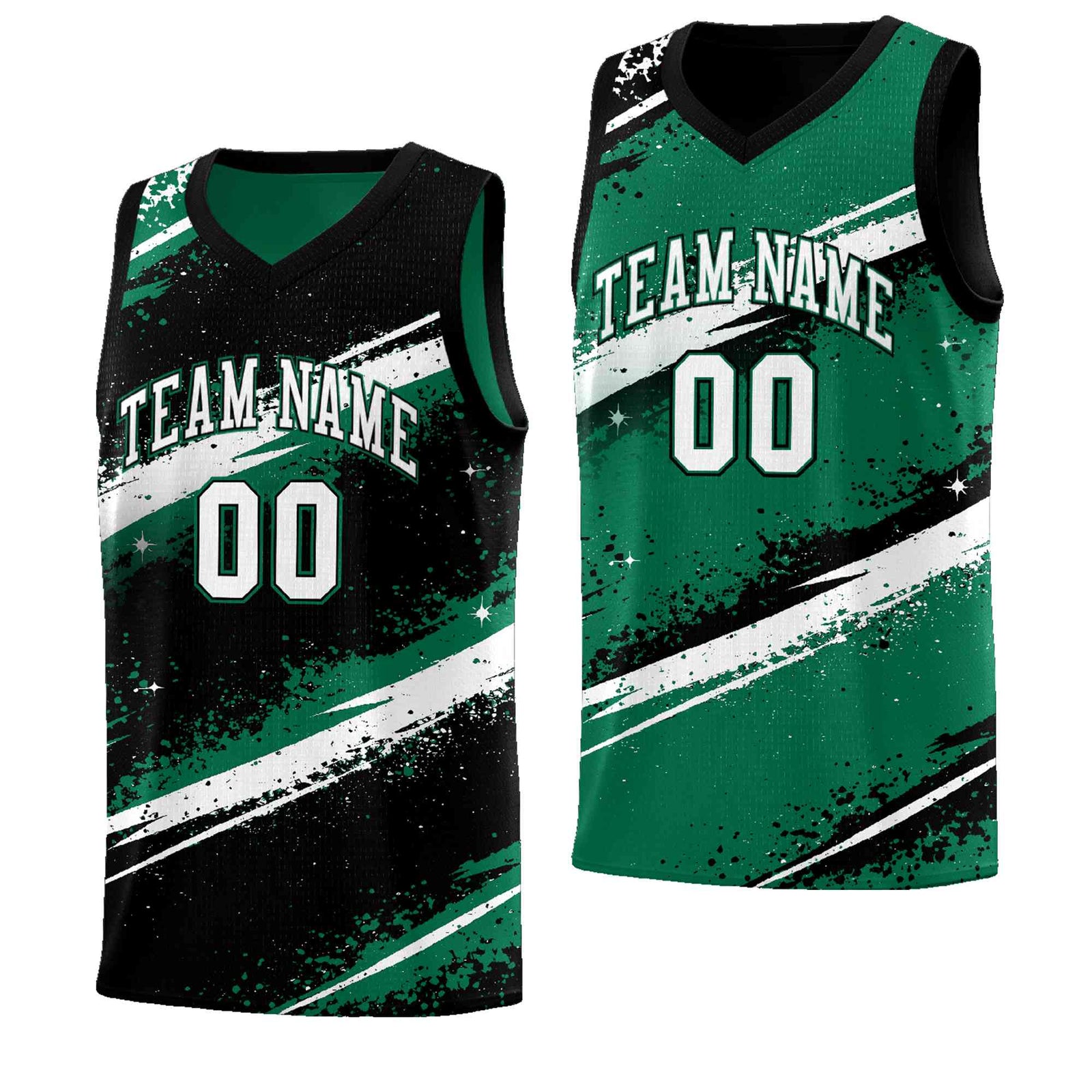 Custom Black Kelly Green White Basketball Jersey Stellar Strike Series Splash Lightweight