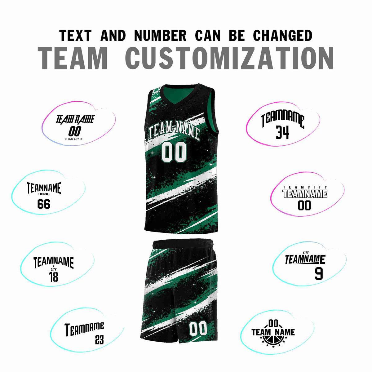Custom Black Kelly Green White Basketball Jersey Stellar Strike Series Splash Lightweight