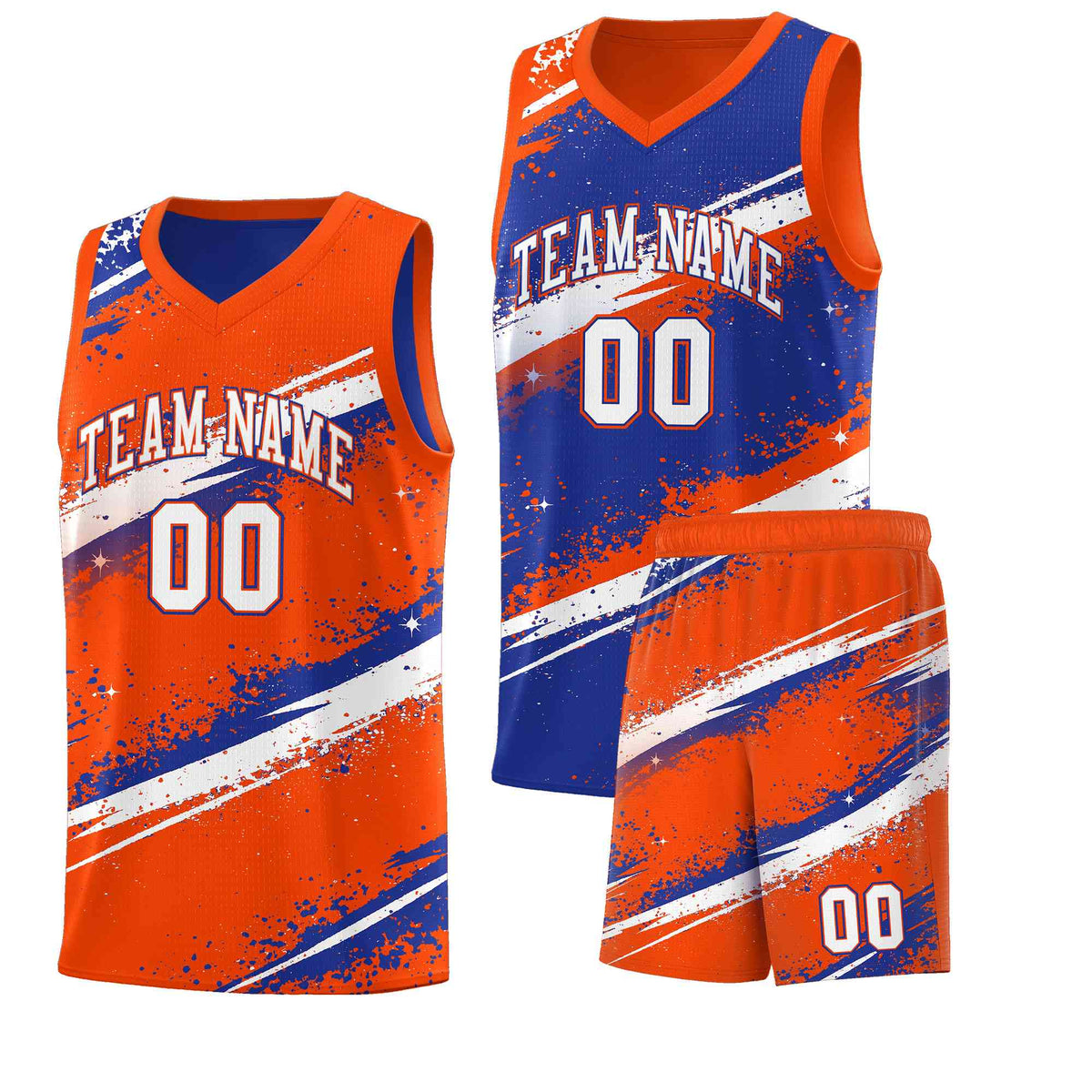 Custom Royal Blue Orange White Basketball Jersey Stellar Strike Series Cosmic Breathable