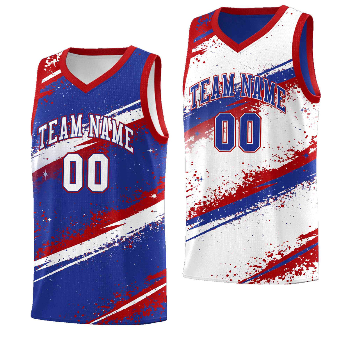 Custom Royal Blue Red White Basketball Jersey Stellar Strike Series Impact Quick-Drying
