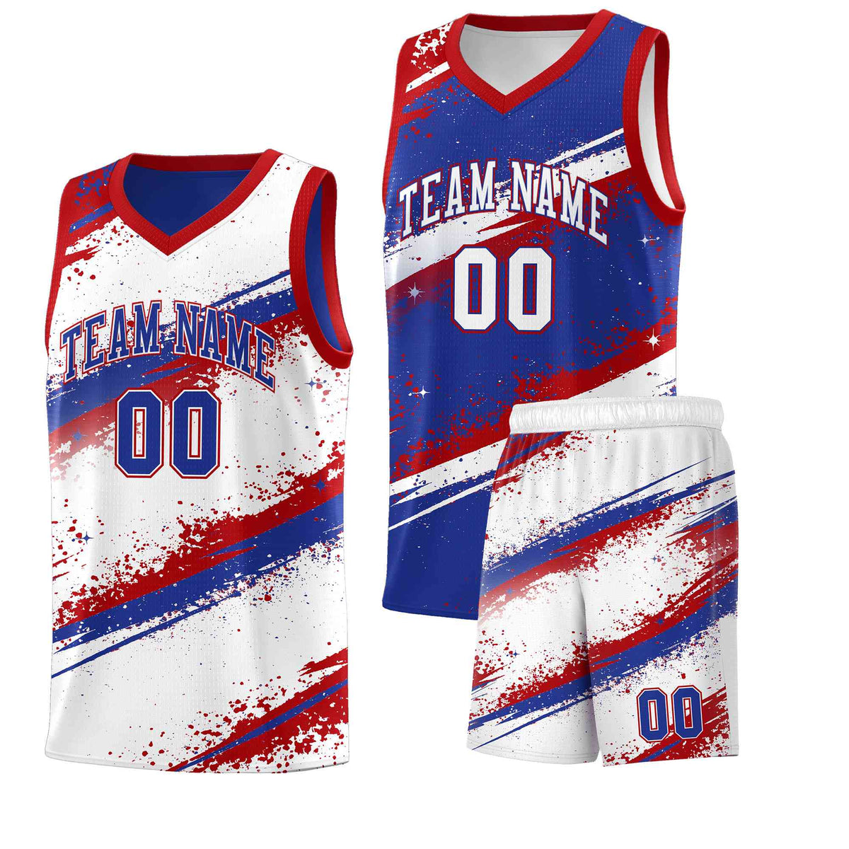 Custom Royal Blue Red White Basketball Jersey Stellar Strike Series Impact Quick-Drying
