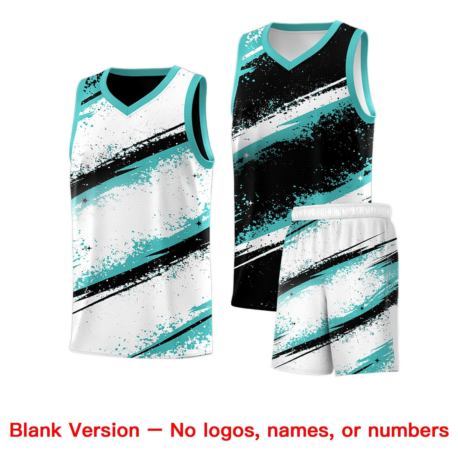 Custom Black Teal-04 White Basketball Jersey Stellar Strike Series Stellar Lightweight