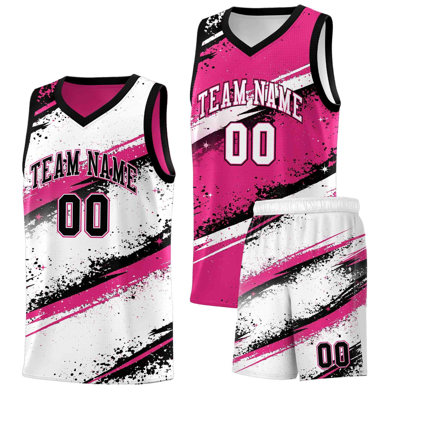 Custom Pink Black White Basketball Jersey Stellar Strike Series Dynamic Sublimation Printing