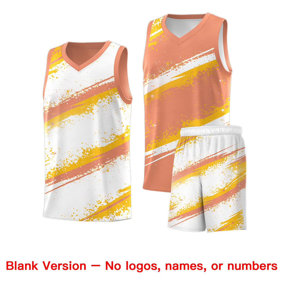 Custom Light Orange Yellow White Basketball Jersey Stellar Strike Series Stellar Wrinkle-Resistant