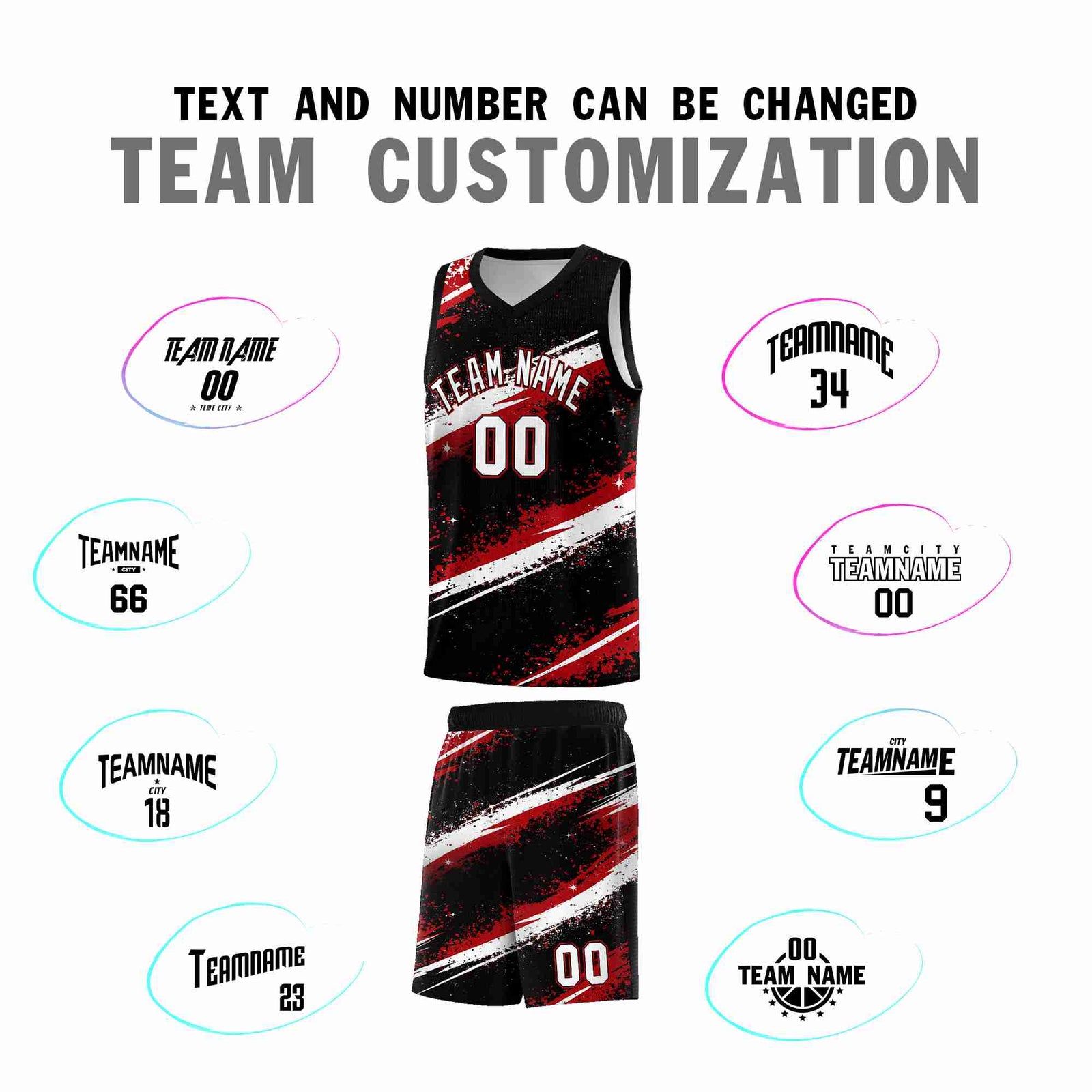 Custom Black Red White Basketball Jersey Stellar Strike Series Stellar Breathable