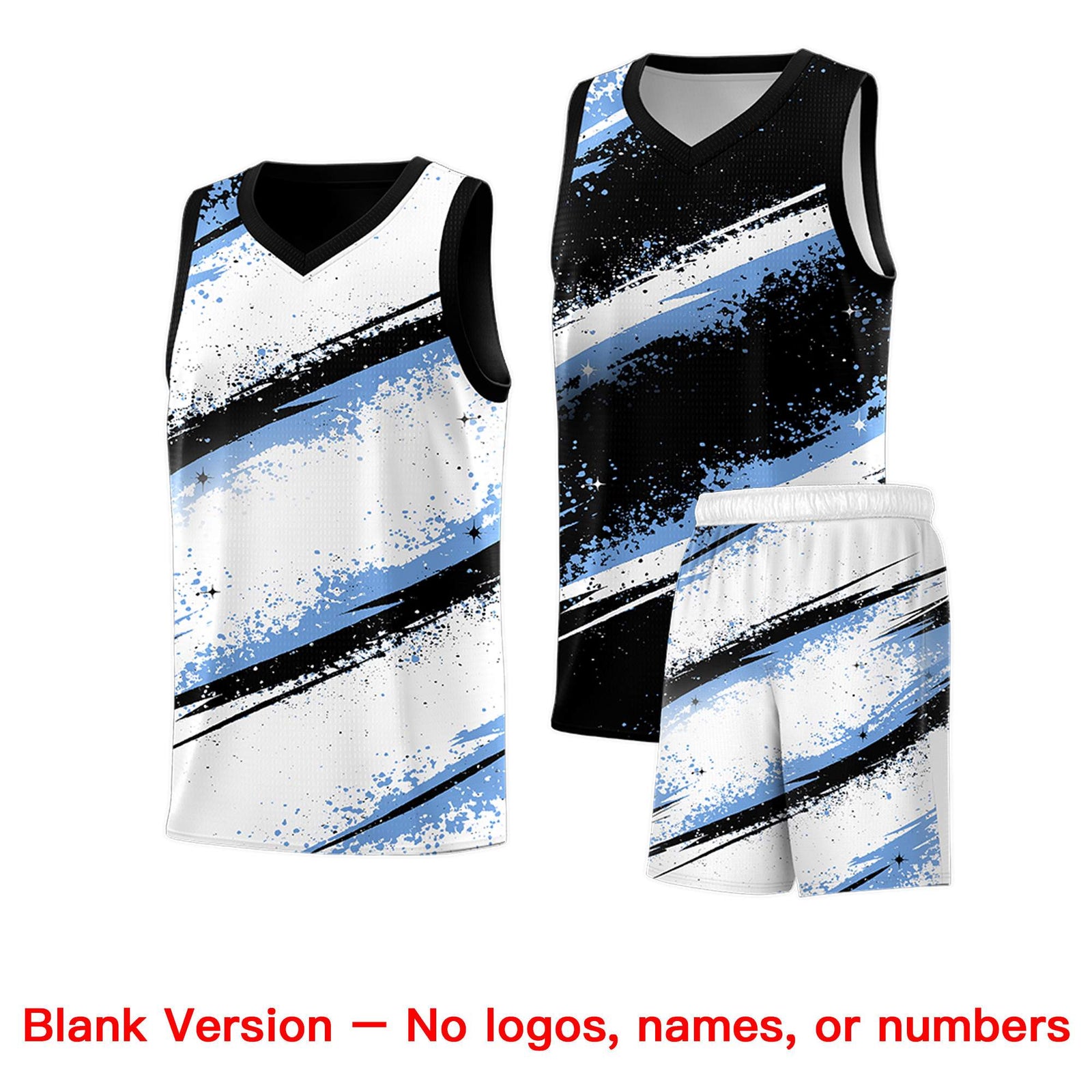 Custom Black Light Blue White Basketball Jersey Stellar Strike Series Splash Quick-Drying